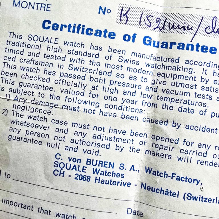 Squale 1521 guarantee Squale 1521 guarantee